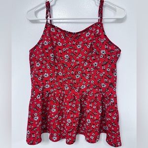 Jun & Ivy Red and White Floral Tank Top Blouse